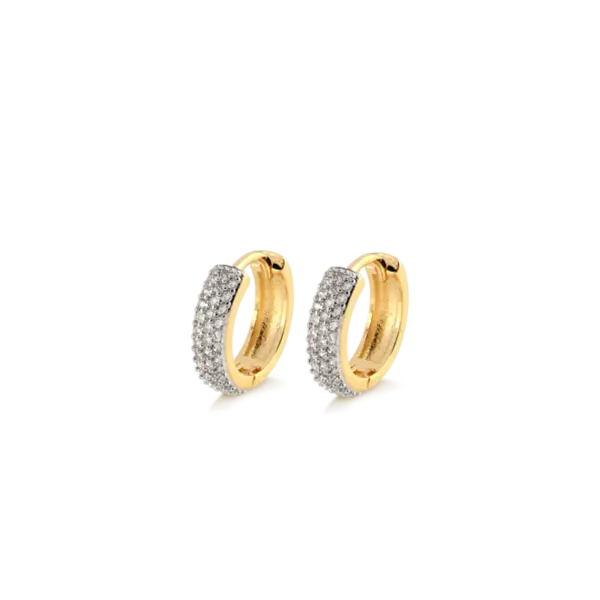 Argola Click Com Zircônias Folheada a Ouro 18k