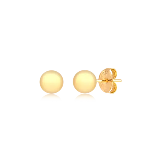 Brinco Bolinha Lisa 7mm Folheado a Ouro 18k