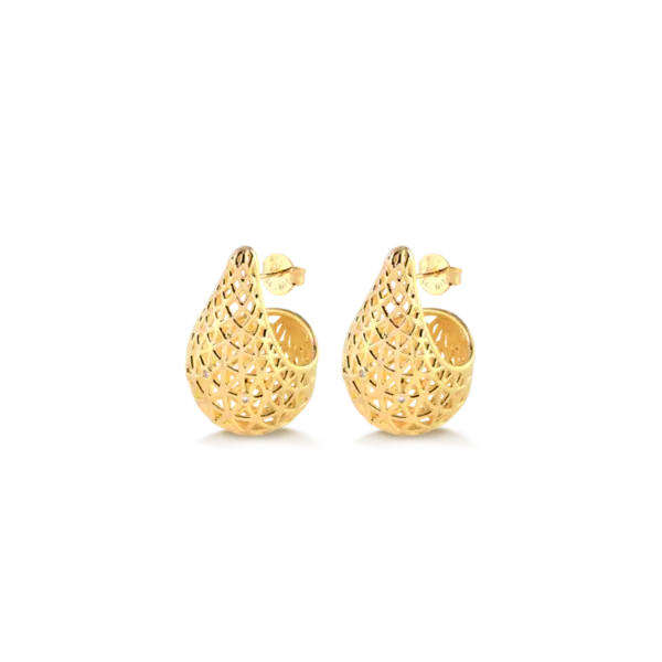 Brinco Gota Vazada Folheado a Ouro 18k