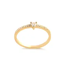 Anel Solitário Coração Aro Cravejado Folheado a Ouro 18k