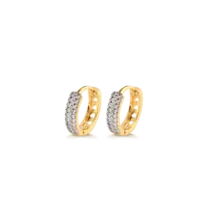 Argola Click 10mm Cravejada Com Zircônia e Coração Vazado Folheada a Ouro 18k