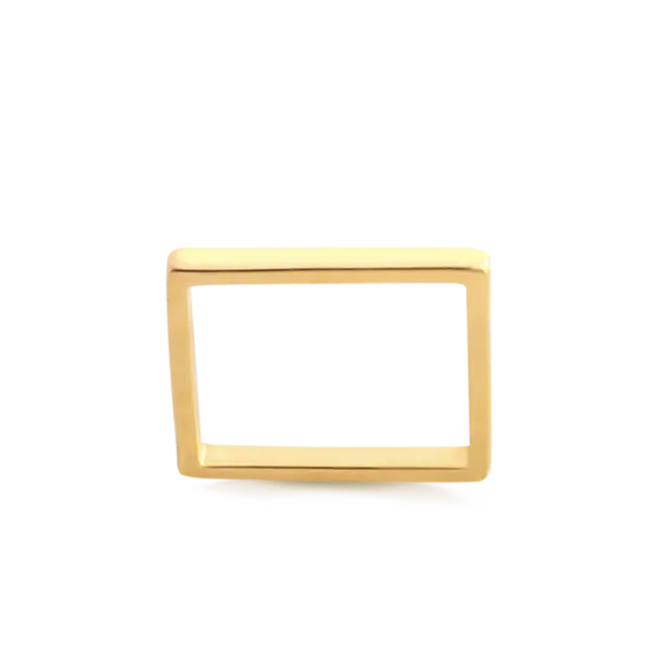Anel Quadrado Liso Folheado a Ouro 18k