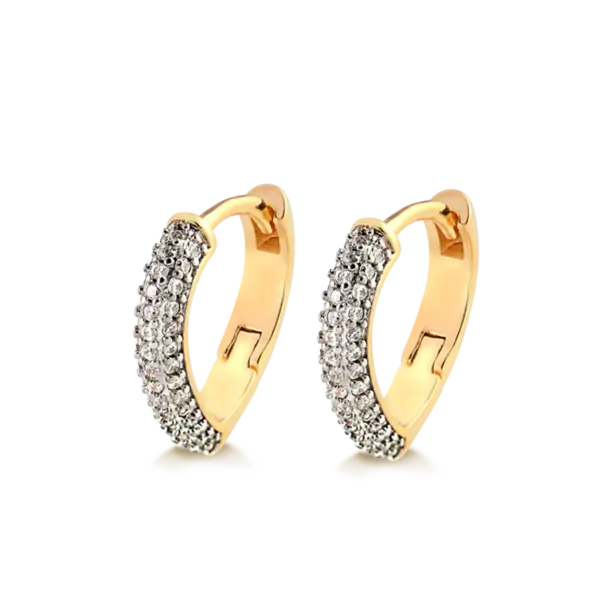 Argola Click Coração 14mm Zircônia Folheada a Ouro 18k