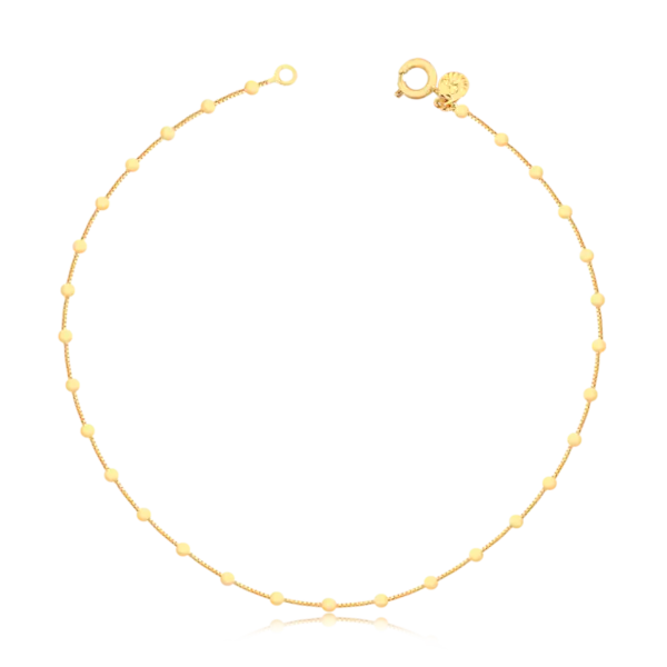Tornozeleira Bolinha Folheada a Ouro 18k