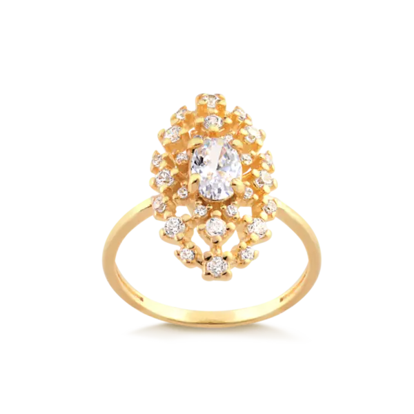 Anel Marquise Com Pedras de Zircônia Folheado a Ouro 18k