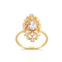 Anel Marquise Com Pedras de Zircônia Folheado a Ouro 18k