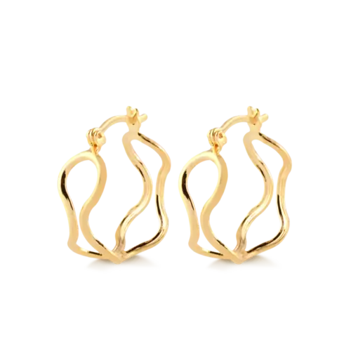 Argola Vazada Fio Ondulado Folheada a Ouro 18k