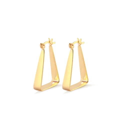 Argola Lisa Triangular 21x13mm Folheada a Ouro 18k