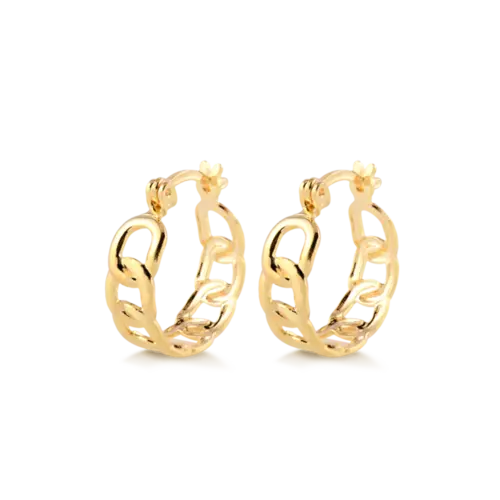 Argola Corrente 16mm Folheada a Ouro 18k