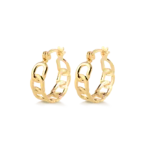 Argola Corrente 16mm Folheada a Ouro 18k