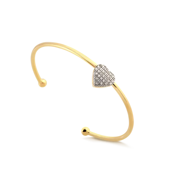 Bracelete Coração Cravejado Folheado a Ouro 18k