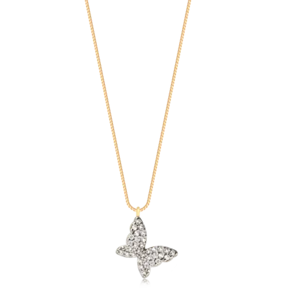 Gargantilha Borboleta Com Zircônia Folheada a Ouro 18k