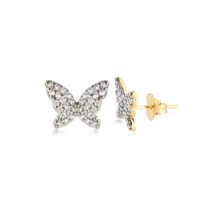 Brinco Borboleta Com Zircônia 8mmx11mm Folheado a Ouro 18k