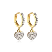 Argola Coração Com Pedras de Zircônia Folheada a Ouro 18k