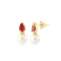 Brinco Pérola e Gota Zircônia Folheado a Ouro 18k