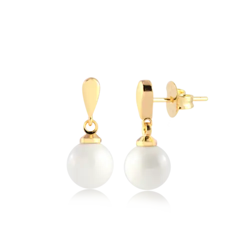 Brinco Gota Pérola Folheado a Ouro 18k
