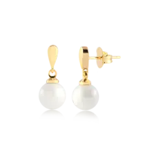 Brinco Gota Pérola Folheado a Ouro 18k