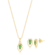 Conjunto Gota Verde Com Zircônia Folheado a Ouro 18k