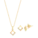 Conjunto Quadrado Vazado Cravejado Folheado a Ouro 18k