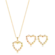Conjunto Coração Com Zircônia Folheado a Ouro 18k
