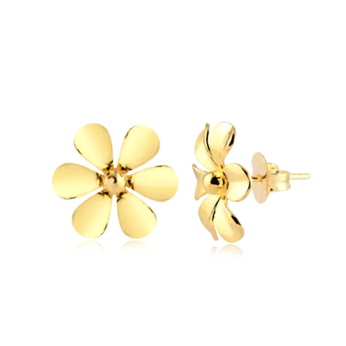Brinco Flor Lisa Folheado a Ouro 18k