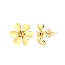 Brinco Flor Lisa Folheado a Ouro 18k