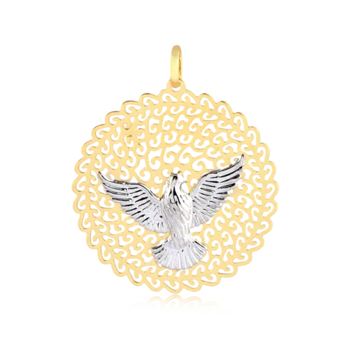 Pingente Mandala Espírito Santo 34x36mm Folheado a Ouro 18k