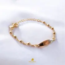 Pulseira Infantil Bolinha Chapa Folheada a Ouro 18k