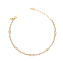 Pulseira Cravejada Ponto de Luz Gota Folheada a Ouro 18k