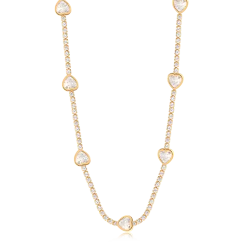 Gargantilha Choker Cravejada Ponto de Luz Coração Folheada a Ouro 18k