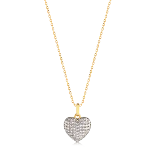 Gargantilha Coração Cravejado Com Zircônia Folheado a Ouro 18k