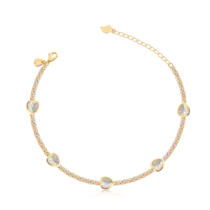 Pulseira Cravejada Ponto de Luz Coração Folheada a Ouro 18k
