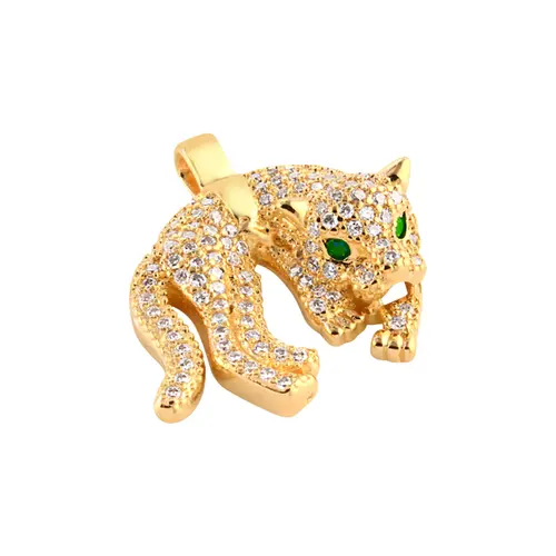 Pingente Leopardo Cravejado Com Zircônias Folheado a Ouro 18k