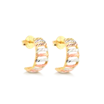 Brinco Trabalhado 3 Cores Folheado a Ouro 18k