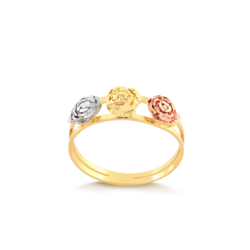 Anel Rosas 3 Cores Folheado a Ouro 18k