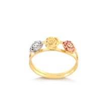 Anel Rosas 3 Cores Folheado a Ouro 18k