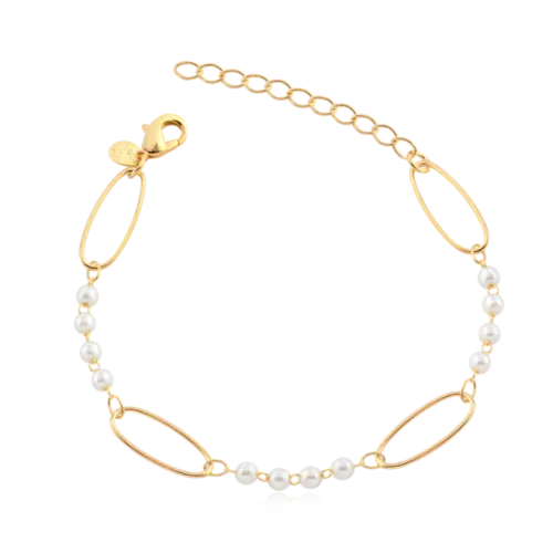Pulseira Perolada Elos Folheada a Ouro 18k