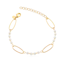 Pulseira Perolada Elos Folheada a Ouro 18k