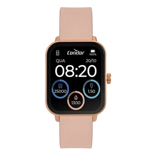 RELOGIO CONDOR SMARTWATCH CX. POLIM. PULS. SILICONE ROSA