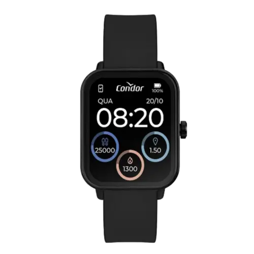 RELOGIO CONDOR SMARTWATCH CX. POLIM. PULS. SILICONE PRETO