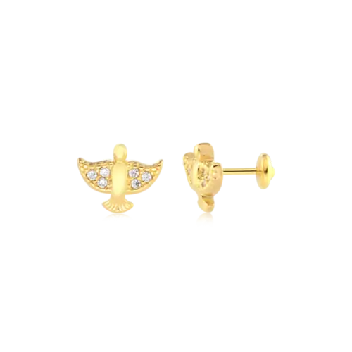 Brinco Baby Espírto Santo Zircônia Folheado a Ouro 18k