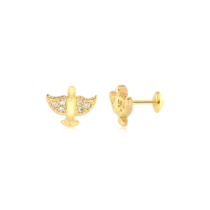 Brinco Baby Espírto Santo Zircônia Folheado a Ouro 18k
