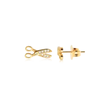 Brinco Tesoura Zircônia Folheado a Ouro 18k