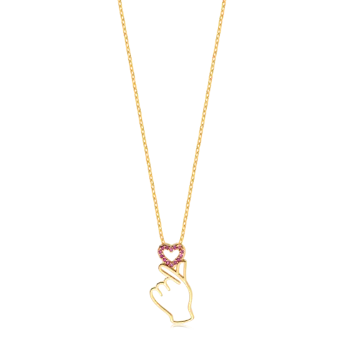 Pingente Coração Coreano Zircônia Folheado a Ouro 18k