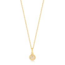 Pingente  Trevo Cravejado de Zircônia Folheada a Ouro 18k