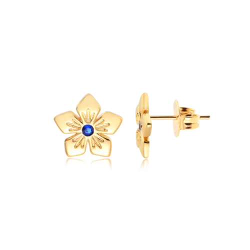Brinco Flor 12mm Zircônia Folheado a Ouro 18k