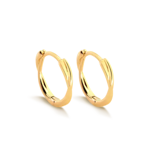Argola Click Trançada Lisa Folheada a Ouro 18k