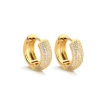 Argola 15mm Click Cravejada Folheada a Ouro 18k