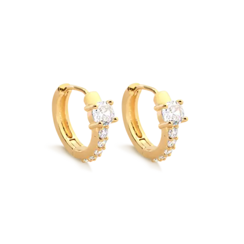 Argola Click Cravajada Zircônia Redonda Folheada a Ouro 18k