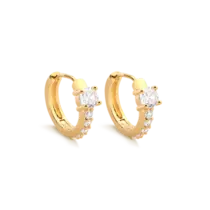 Argola Click Cravajada Zircônia Redonda Folheada a Ouro 18k